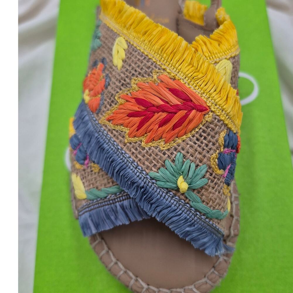 NEW Sam Edelman Girls' Kayden ankle strap sandal mix embroidery girl's size 12